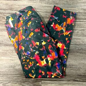 Zella Studio Lite Neon Abstract Print Crop Leggings